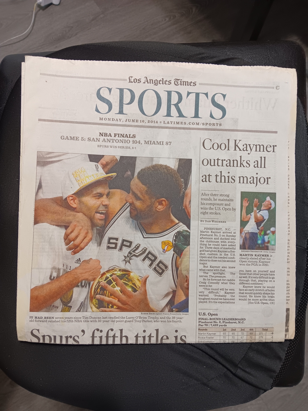 San Antonio Spurs WIN THE 2014 NBA CHAMPIONSHIP vs. MIAMI  Newspaper!!!